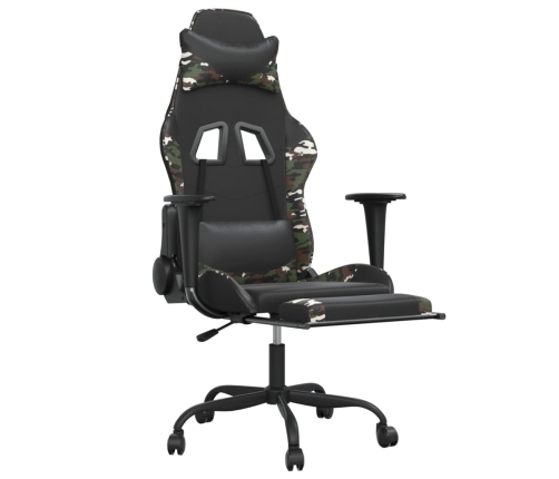 Silla gaming masaje reposapiés cuero sintético negro camuflaje