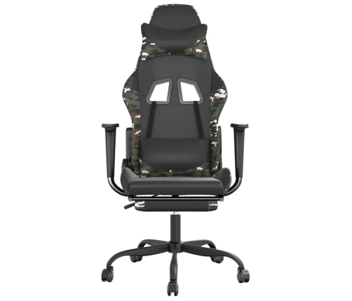 Silla gaming masaje reposapiés cuero sintético negro camuflaje