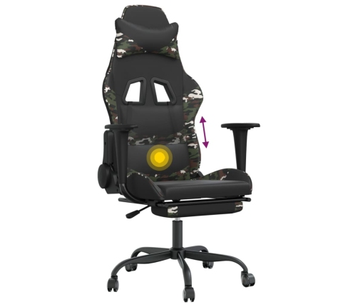 Silla gaming masaje reposapiés cuero sintético negro camuflaje