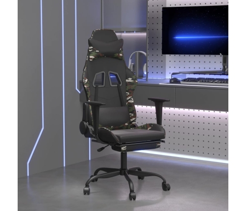 Silla gaming masaje reposapiés cuero sintético negro camuflaje