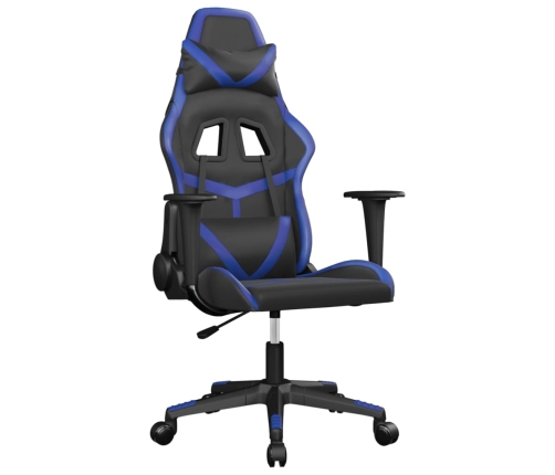 Silla gaming de masaje cuero sintético negro y azul