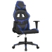 Silla gaming de masaje cuero sintético negro y azul