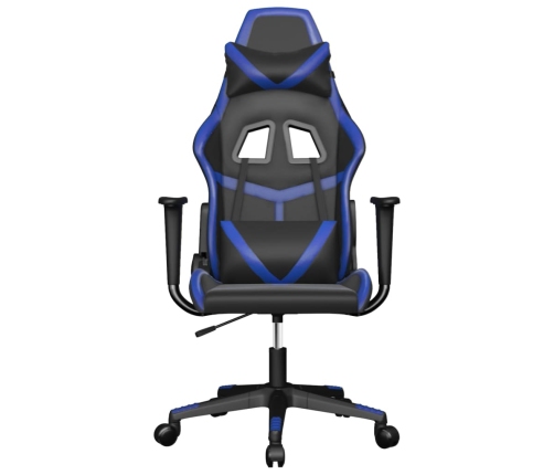 Silla gaming de masaje cuero sintético negro y azul