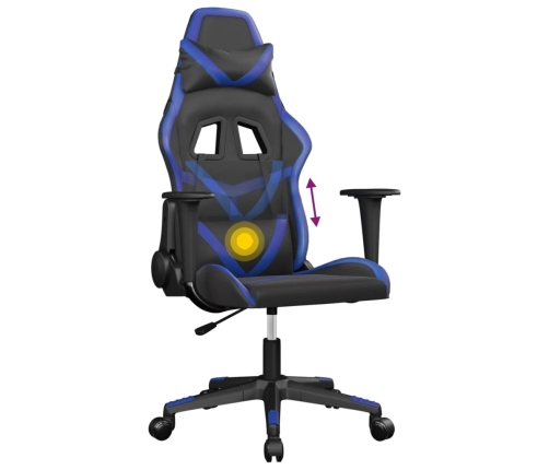 Silla gaming de masaje cuero sintético negro y azul