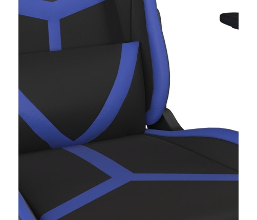 Silla gaming de masaje cuero sintético negro y azul