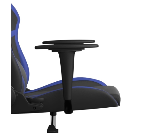 Silla gaming de masaje cuero sintético negro y azul