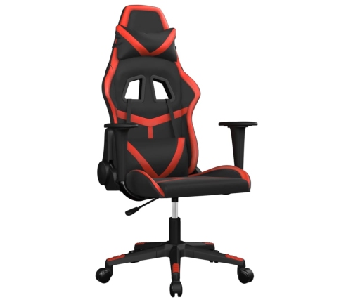 Silla gaming de masaje cuero sintético negro y rojo