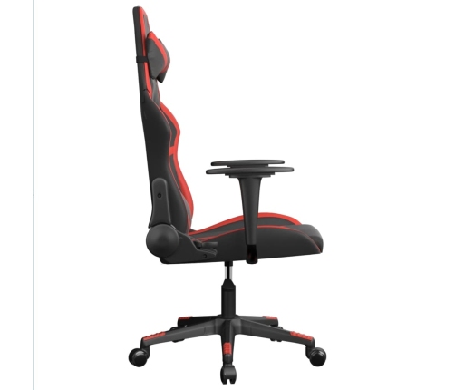 Silla gaming de masaje cuero sintético negro y rojo