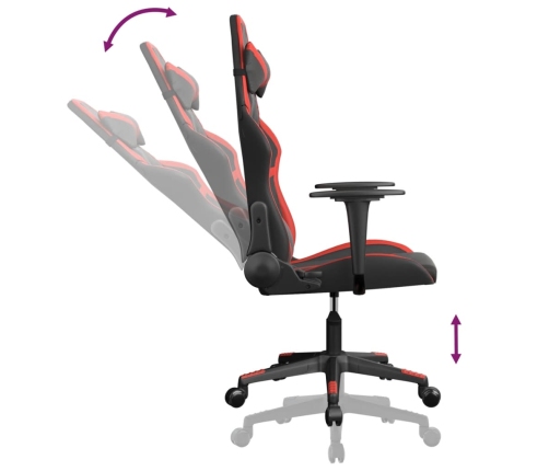 Silla gaming de masaje cuero sintético negro y rojo