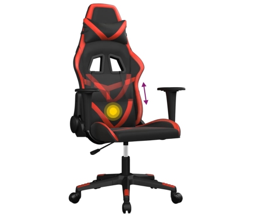 Silla gaming de masaje cuero sintético negro y rojo