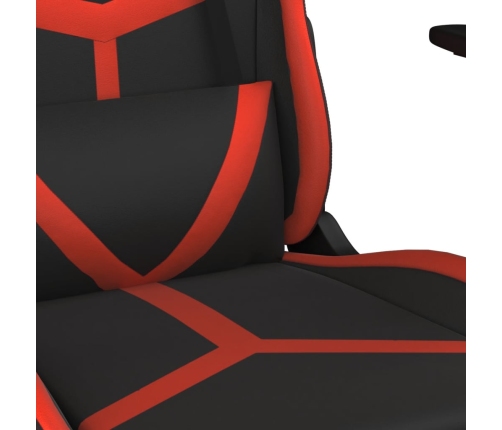 Silla gaming de masaje cuero sintético negro y rojo