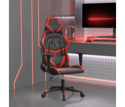 Silla gaming de masaje cuero sintético negro y rojo