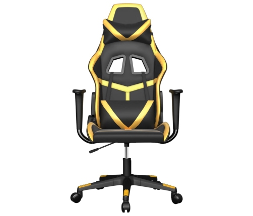 Silla gaming de masaje cuero sintético negro y dorado