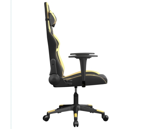 Silla gaming de masaje cuero sintético negro y dorado