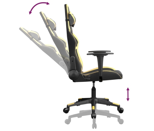 Silla gaming de masaje cuero sintético negro y dorado