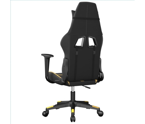 Silla gaming de masaje cuero sintético negro y dorado