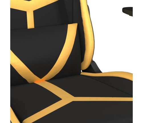 Silla gaming de masaje cuero sintético negro y dorado