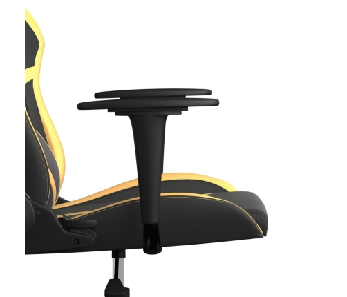 Silla gaming de masaje cuero sintético negro y dorado