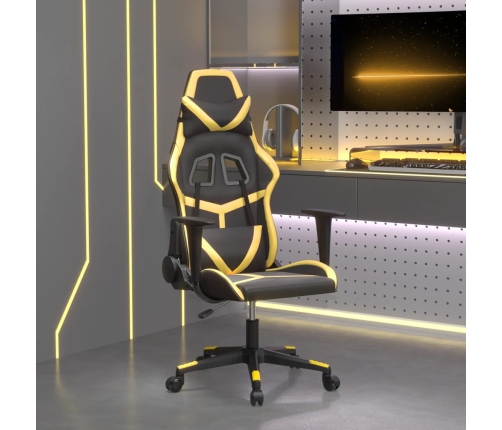 Silla gaming de masaje cuero sintético negro y dorado