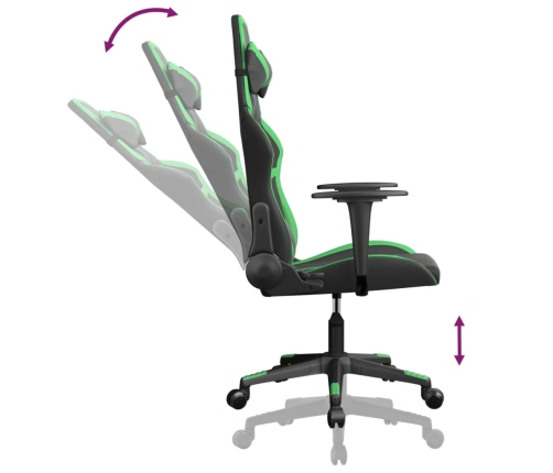 Silla gaming de masaje cuero sintético negro y verde