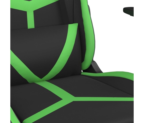 Silla gaming de masaje cuero sintético negro y verde