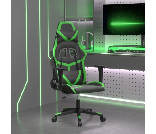 Silla gaming de masaje cuero sintético negro y verde