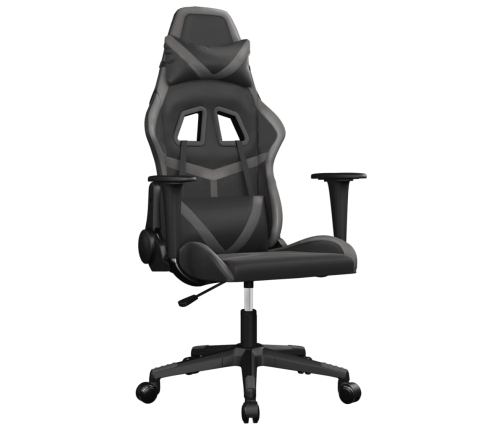 Silla gaming de masaje cuero sintético negro y gris