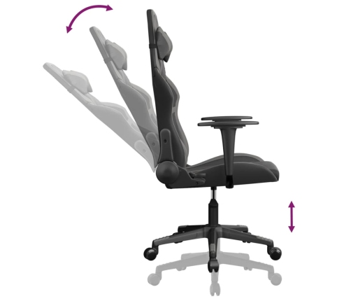 Silla gaming de masaje cuero sintético negro y gris