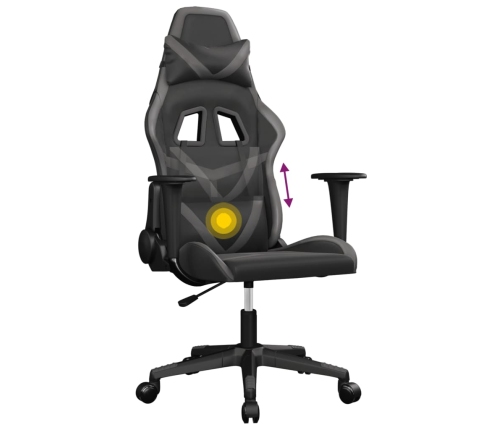 Silla gaming de masaje cuero sintético negro y gris