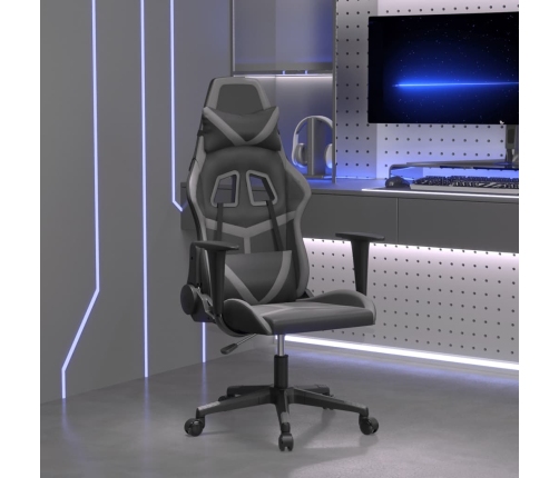 Silla gaming de masaje cuero sintético negro y gris