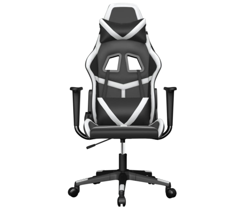 Silla gaming de masaje cuero sintético negro y blanco