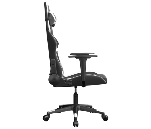 Silla gaming de masaje cuero sintético negro y blanco