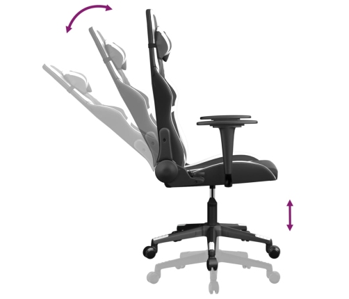 Silla gaming de masaje cuero sintético negro y blanco