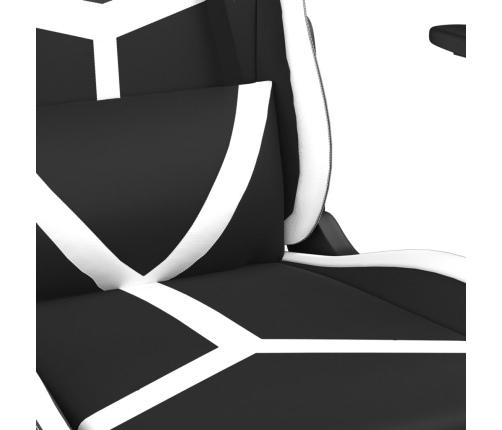 Silla gaming de masaje cuero sintético negro y blanco