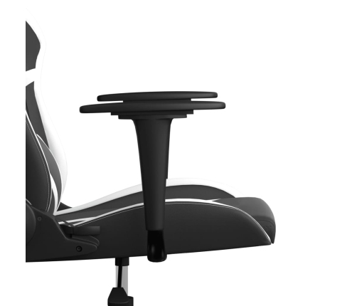 Silla gaming de masaje cuero sintético negro y blanco