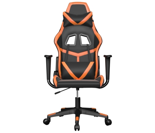 Silla gaming de masaje cuero sintético negro y naranja