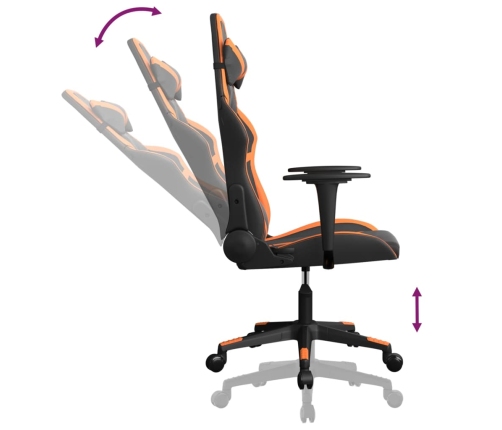 Silla gaming de masaje cuero sintético negro y naranja