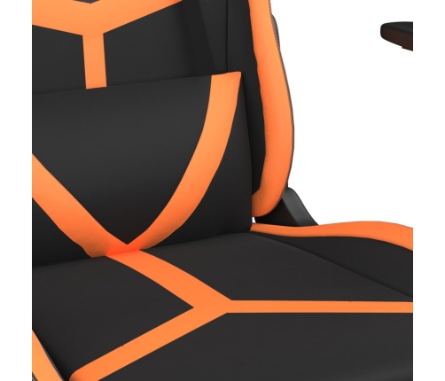 Silla gaming de masaje cuero sintético negro y naranja