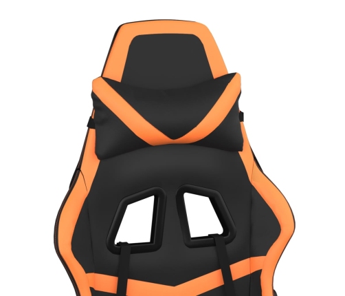 Silla gaming de masaje cuero sintético negro y naranja