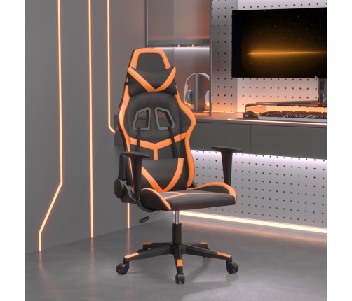 Silla gaming de masaje cuero sintético negro y naranja