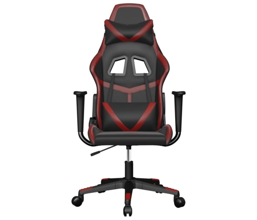 Silla gaming de masaje cuero sintético negro y rojo vino tinto