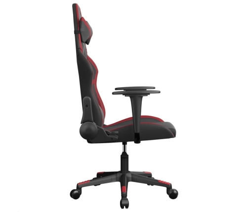 Silla gaming de masaje cuero sintético negro y rojo vino tinto