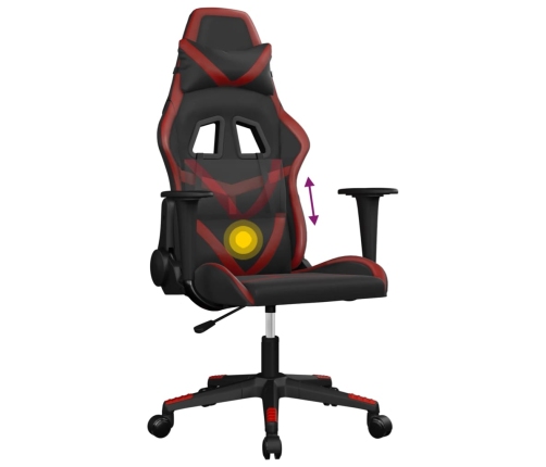 Silla gaming de masaje cuero sintético negro y rojo vino tinto