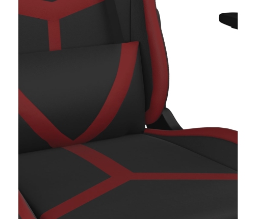 Silla gaming de masaje cuero sintético negro y rojo vino tinto