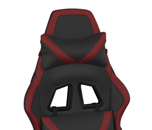 Silla gaming de masaje cuero sintético negro y rojo vino tinto