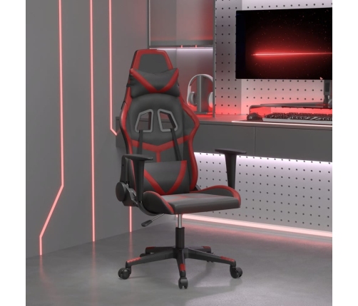 Silla gaming de masaje cuero sintético negro y rojo vino tinto