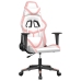 Silla gaming de masaje cuero sintético blanco y rosa