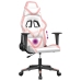 Silla gaming de masaje cuero sintético blanco y rosa