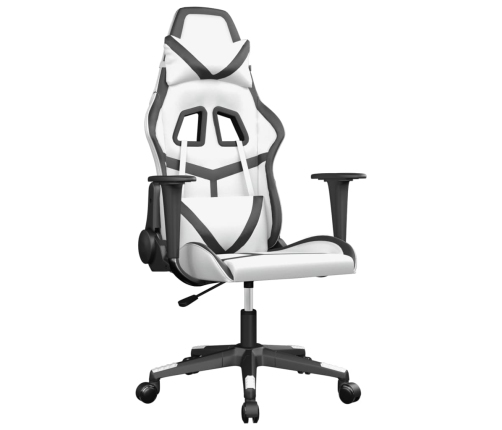 Silla gaming de masaje cuero sintético blanco y negro