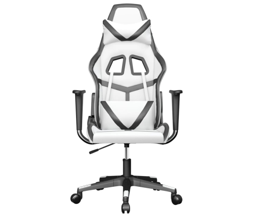 Silla gaming de masaje cuero sintético blanco y negro